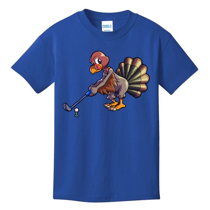 Golfing Turkey Golf Club Funny Thanksgiving Kids T-Shirt