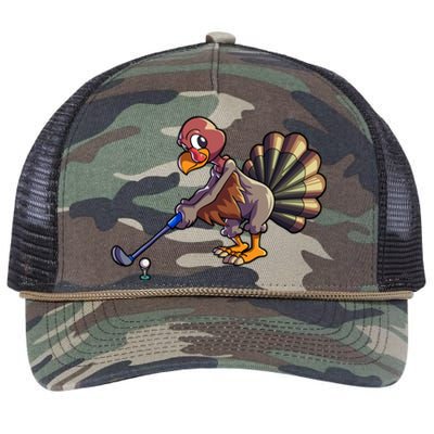 Golfing Turkey Golf Club Funny Thanksgiving Retro Rope Trucker Hat Cap