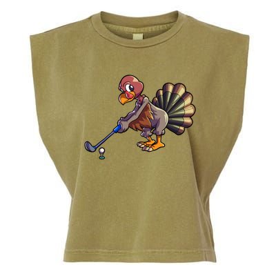 Golfing Turkey Golf Club Funny Thanksgiving Garment-Dyed Women's Muscle Tee