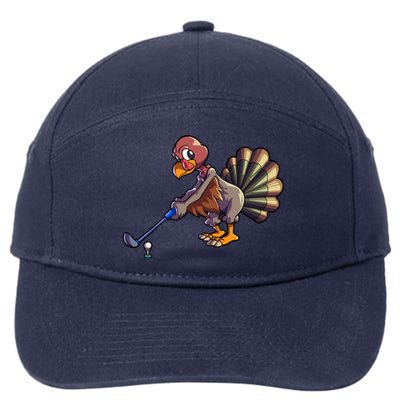 Golfing Turkey Golf Club Funny Thanksgiving 7-Panel Snapback Hat