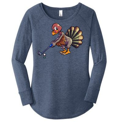 Golfing Turkey Golf Club Funny Thanksgiving Women's Perfect Tri Tunic Long Sleeve Shirt