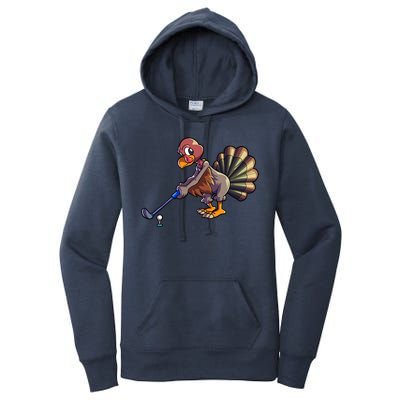 Golfing Turkey Golf Club Funny Thanksgiving Women's Pullover Hoodie