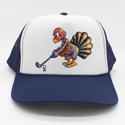 Golfing Turkey Golf Club Funny Thanksgiving Trucker Hat