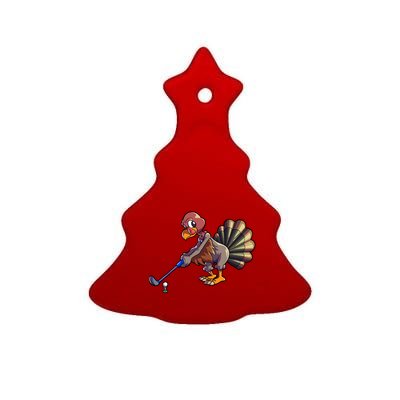 Golfing Turkey Golf Club Funny Thanksgiving Ceramic Tree Ornament