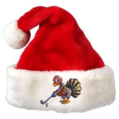 Golfing Turkey Golf Club Funny Thanksgiving Premium Christmas Santa Hat