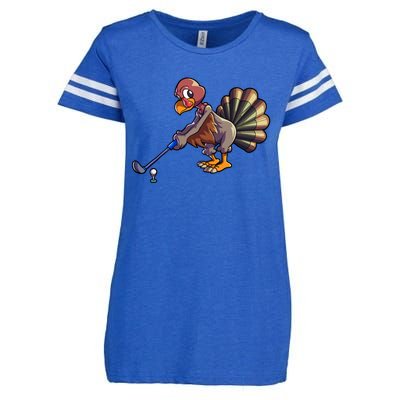 Golfing Turkey Golf Club Funny Thanksgiving Enza Ladies Jersey Football T-Shirt