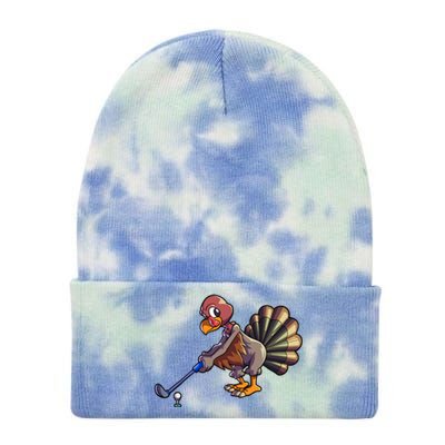 Golfing Turkey Golf Club Funny Thanksgiving Tie Dye 12in Knit Beanie