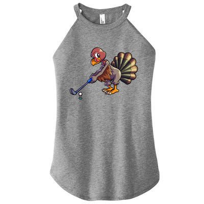 Golfing Turkey Golf Club Funny Thanksgiving Women's Perfect Tri Rocker Tank