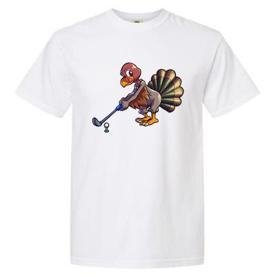 Golfing Turkey Golf Club Funny Thanksgiving Garment-Dyed Heavyweight T-Shirt