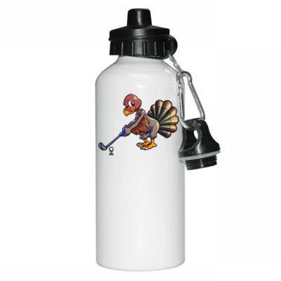 Golfing Turkey Golf Club Funny Thanksgiving Aluminum Water Bottle