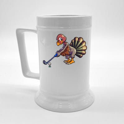 Golfing Turkey Golf Club Funny Thanksgiving Beer Stein