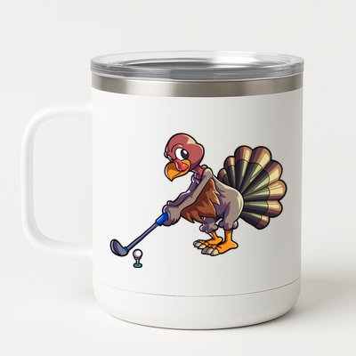 Golfing Turkey Golf Club Funny Thanksgiving 12 oz Stainless Steel Tumbler Cup