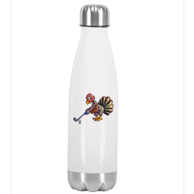 Golfing Turkey Golf Club Funny Thanksgiving Stainless Steel Insulated Water Bottle