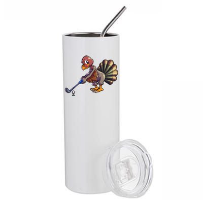 Golfing Turkey Golf Club Funny Thanksgiving Stainless Steel Tumbler