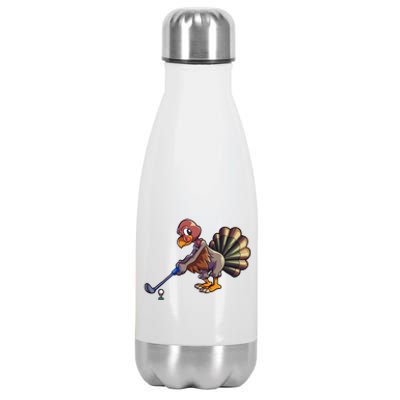 Golfing Turkey Golf Club Funny Thanksgiving Stainless Steel Insulated Water Bottle