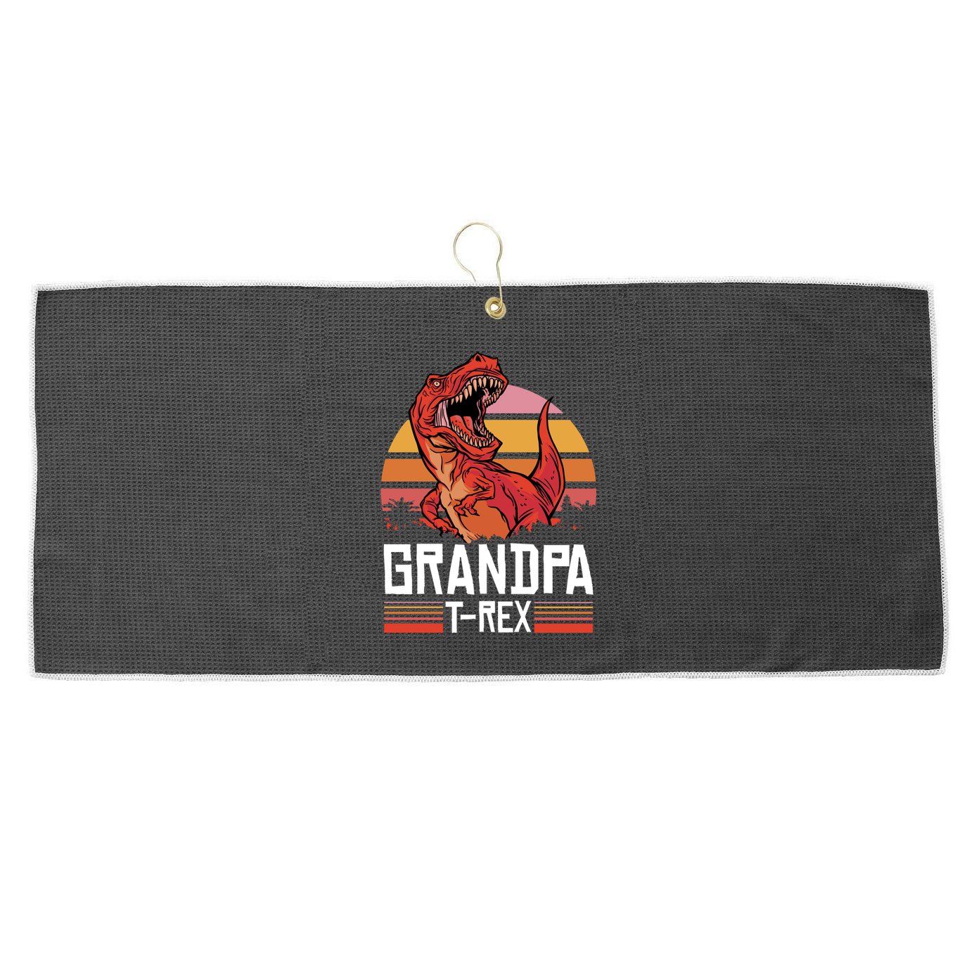 Grandpa Tcute Giftrex With A Dinosaur Cute Gift Large Microfiber Waffle Golf Towel