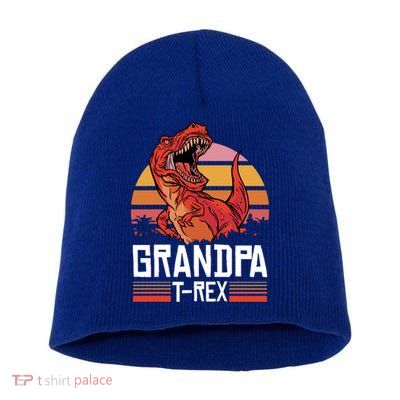 Grandpa Tcute Giftrex With A Dinosaur Cute Gift Short Acrylic Beanie