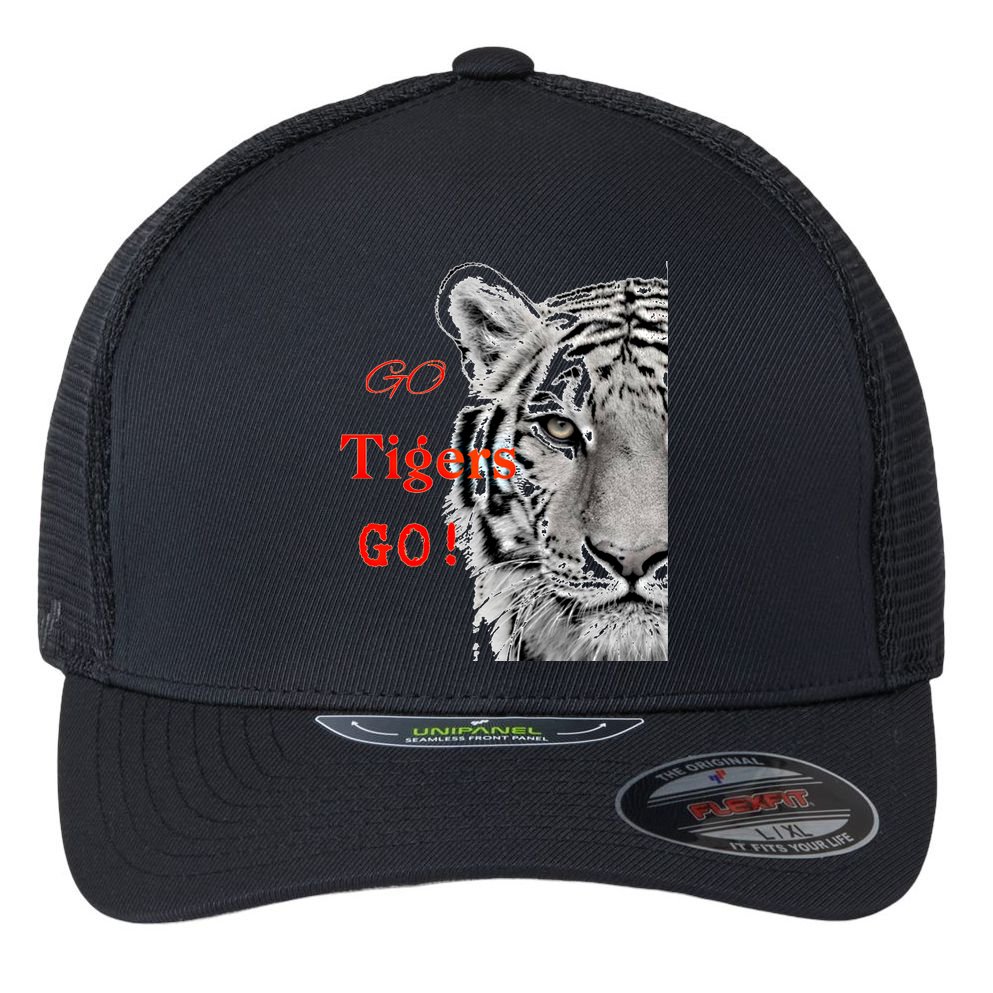 Go Tigers Go Sports Football Baseball Basketball Tigers Great Gift Flexfit Unipanel Trucker Cap