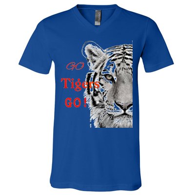 Go Tigers Go Sports Football Baseball Basketball Tigers Great Gift V-Neck T-Shirt