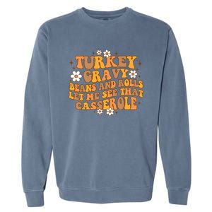 Groovy Turkey Gravy Beans And Rolls Autumn Thanksgiving Fall Funny Gift Garment-Dyed Sweatshirt