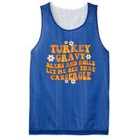 Groovy Turkey Gravy Beans And Rolls Autumn Thanksgiving Fall Funny Gift Mesh Reversible Basketball Jersey Tank