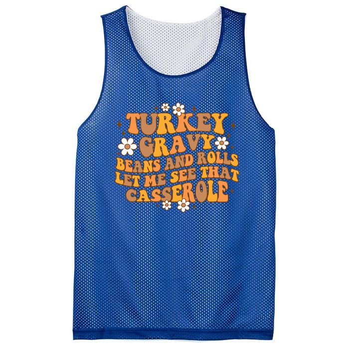 Groovy Turkey Gravy Beans And Rolls Autumn Thanksgiving Fall Funny Gift Mesh Reversible Basketball Jersey Tank