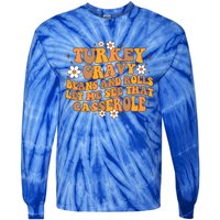 Groovy Turkey Gravy Beans And Rolls Autumn Thanksgiving Fall Funny Gift Tie-Dye Long Sleeve Shirt