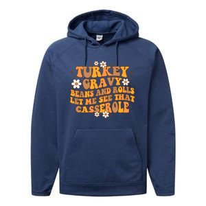 Groovy Turkey Gravy Beans And Rolls Autumn Thanksgiving Fall Funny Gift Performance Fleece Hoodie