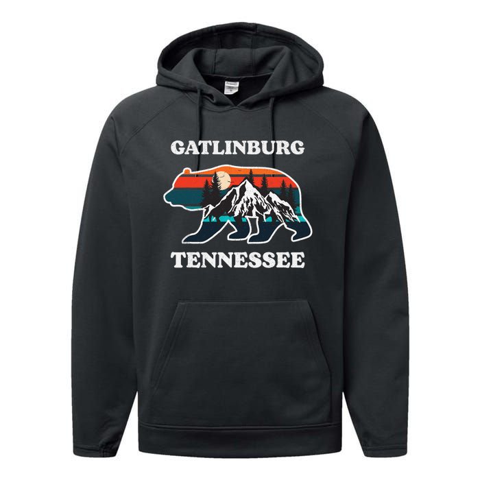 Gatlinburg Tennessee Great Smoky Mountains Bear Souvenir Performance Fleece Hoodie