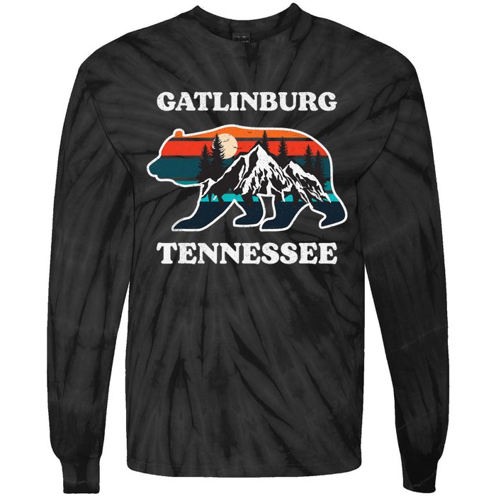 Gatlinburg Tennessee Great Smoky Mountains Bear Souvenir Tie-Dye Long Sleeve Shirt