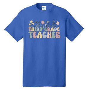 Groovy Third Grade Teacher Flowers Great Gift Tall T-Shirt