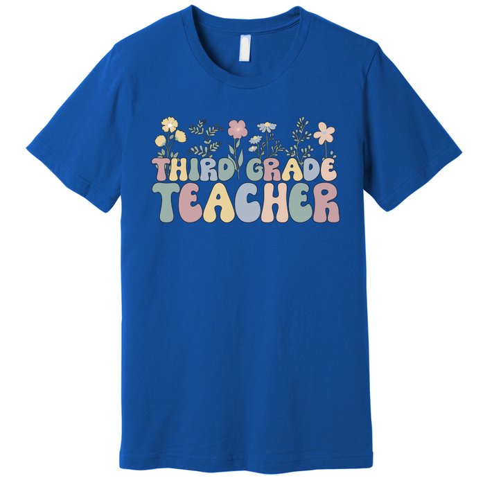 Groovy Third Grade Teacher Flowers Great Gift Premium T-Shirt