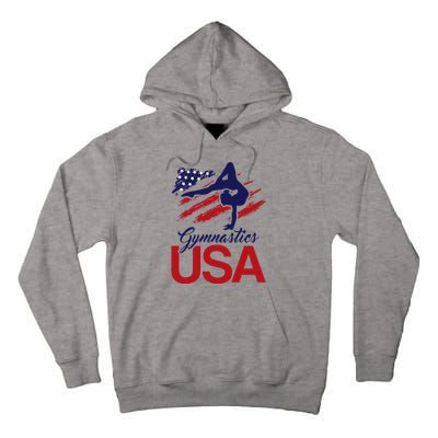 Girl Tumbling Gymnast Gymnastics Usa American Flag Tall Hoodie