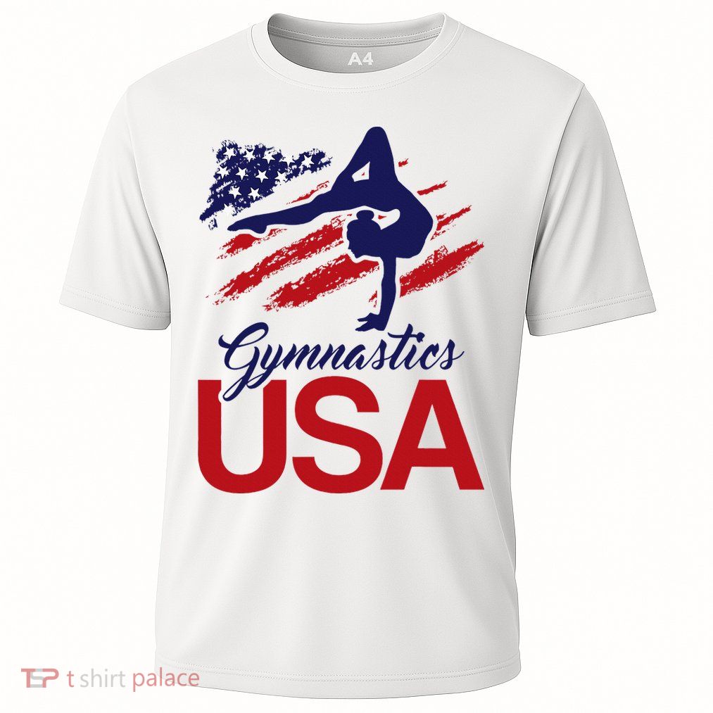 Girl Tumbling Gymnast Gymnastics Usa American Flag Performance Shirt