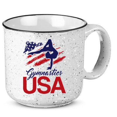 Girl Tumbling Gymnast Gymnastics Usa American Flag 15oz Campfire Ceramic Mug