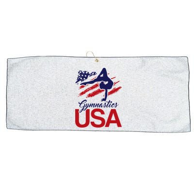 Girl Tumbling Gymnast Gymnastics Usa American Flag Large Microfiber Waffle Golf Towel