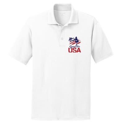 Girl Tumbling Gymnast Gymnastics Usa American Flag PosiCharge RacerMesh Polo