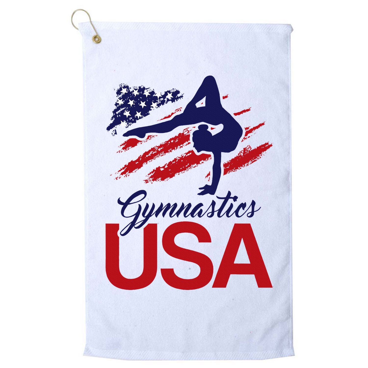 Girl Tumbling Gymnast Gymnastics Usa American Flag Golf Towel