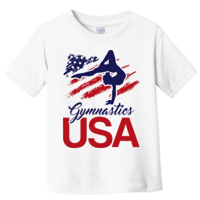 Girl Tumbling Gymnast Gymnastics Usa American Flag Toddler T-Shirt