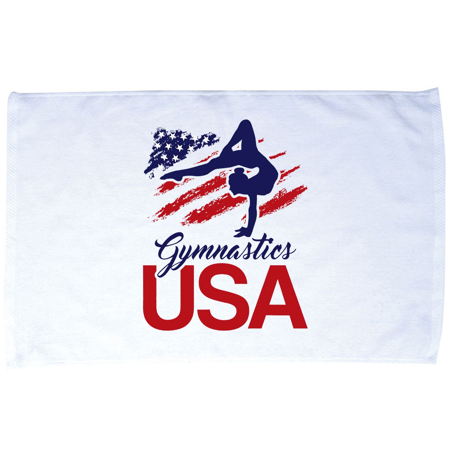Girl Tumbling Gymnast Gymnastics Usa American Flag Microfiber Hand Towel