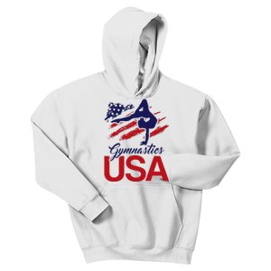 Girl Tumbling Gymnast Gymnastics Usa American Flag Kids Hoodie