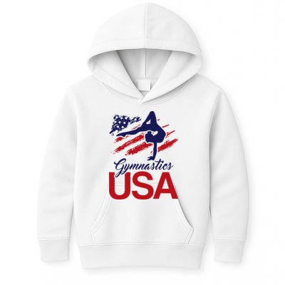 Girl Tumbling Gymnast Gymnastics Usa American Flag Kids Hoodie