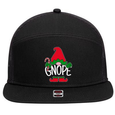 Gnope Tomte Garden Gnome Scandinavian Sweden Nope Not Today Christmas Xmas 7 Panel Mesh Trucker Snapback Hat