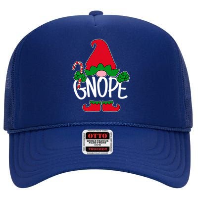 Gnope Tomte Garden Gnome Scandinavian Sweden Nope Not Today Christmas Xmas High Crown Mesh Back Trucker Hat