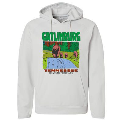 Gatlinburg Tennessee Great Smoky Mountains Bear Performance Fleece Hoodie