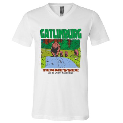 Gatlinburg Tennessee Great Smoky Mountains Bear V-Neck T-Shirt