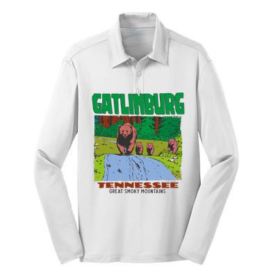 Gatlinburg Tennessee Great Smoky Mountains Bear Silk Touch Performance Long Sleeve Polo