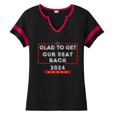 Glad To Get Our Seat Back. Donald Election Ladies Halftime Notch Neck Tee