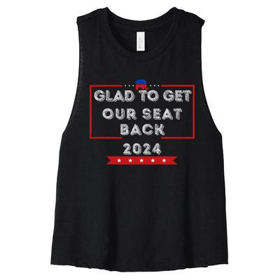 Glad To Get Our Seat Back. Donald Election Women's Racerback Cropped Tank