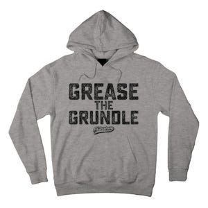 Grease The Grundle Funny Distressed Text Running Tall Hoodie